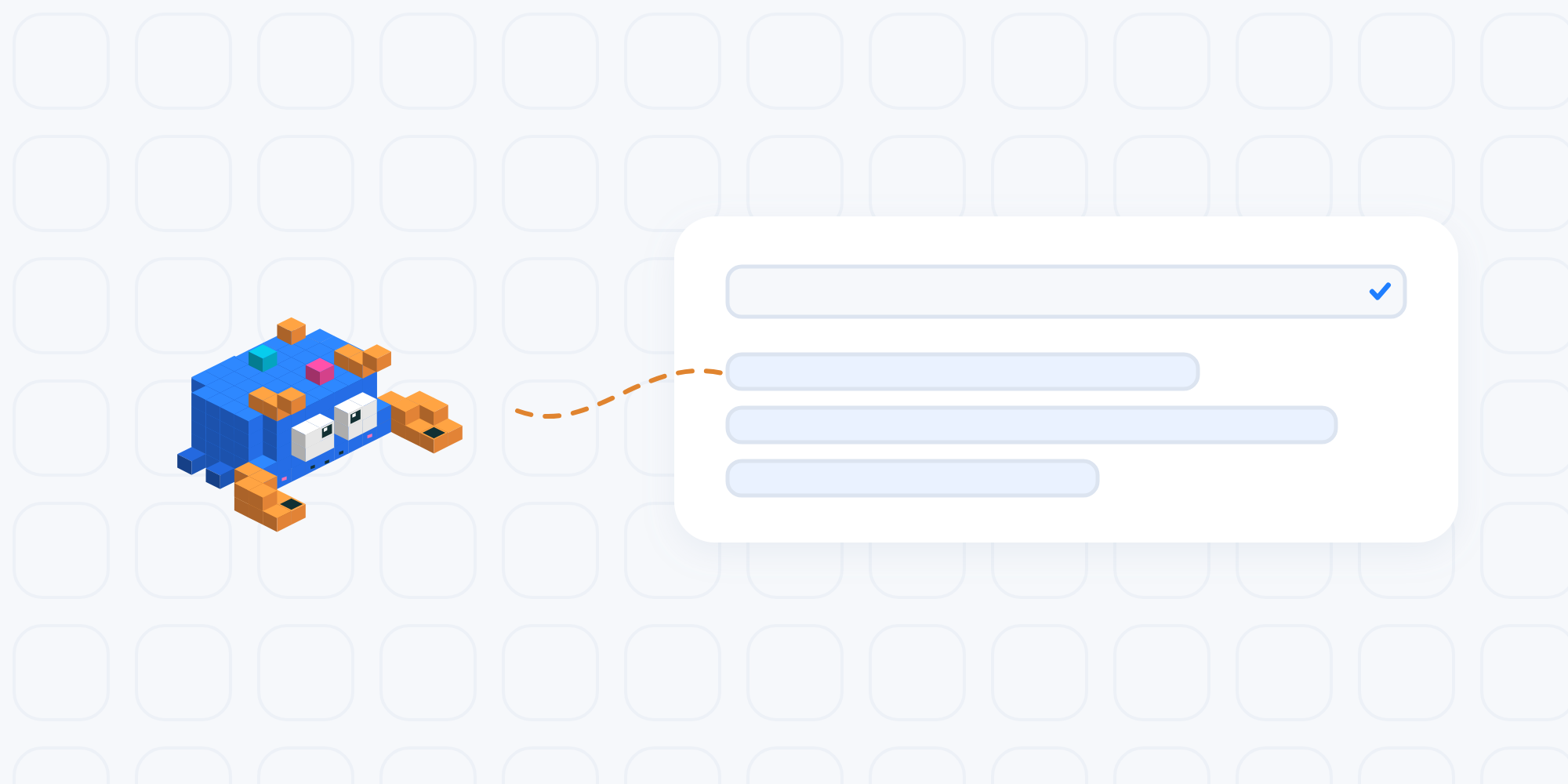 Pinch the Trawl lobster casting a line into a browser card whose page has rendered, its content rows readable